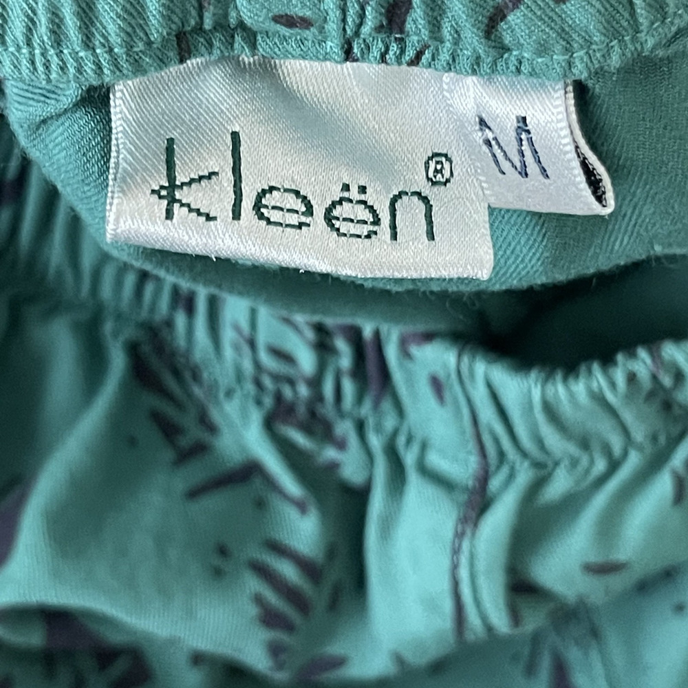Kleen Parachute Pants Womens Medium Green Palm Print Pull On Cropped Tropical - Picture 4 of 11